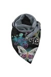 Tomwell Écharpe Femme Rétro Mode Foulard en Peluche Papillon Pissenlit Chat Print Écharpe Triangle Hiver Chaudes Châle Avec B