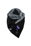 Tomwell Écharpe Femme Rétro Mode Foulard en Peluche Papillon Pissenlit Chat Print Écharpe Triangle Hiver Chaudes Châle Avec B