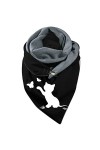 Tomwell Écharpe Femme Rétro Mode Foulard en Peluche Papillon Pissenlit Chat Print Écharpe Triangle Hiver Chaudes Châle Avec B