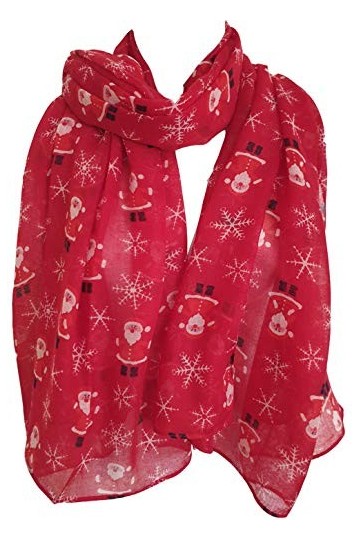 Foulard de Père Noël avec flocon de neige pour femme - Rouge - Large
