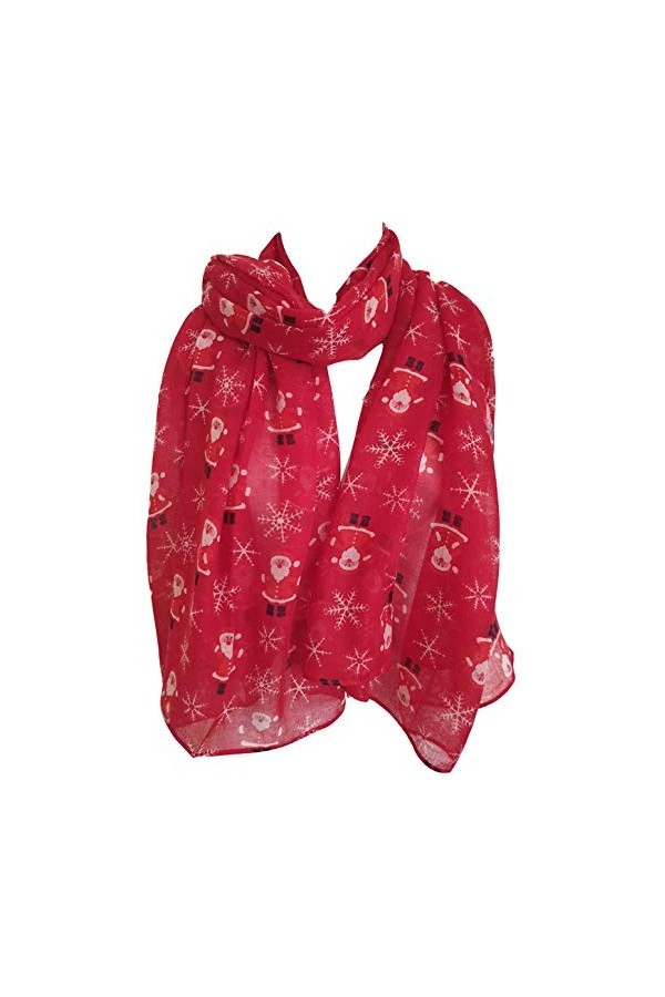 Foulard de Père Noël avec flocon de neige pour femme - Rouge - Large