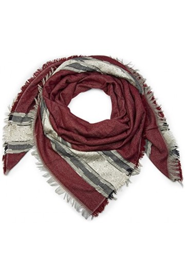 styleBREAKER foulard XXL avec paillettes et rayures, franges, écharpe dhiver, tissu, femme 01016156, couleur:Bordeaux-rouge