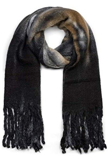 styleBREAKER écharpe en maille pour femmes avec motif de rayures en dégradé de couleurs et longues franges épaisses, hiver, é