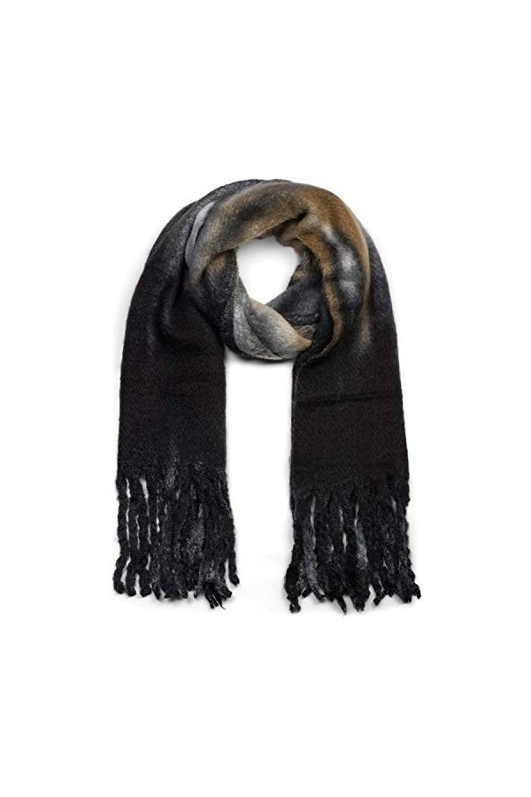 styleBREAKER écharpe en maille pour femmes avec motif de rayures en dégradé de couleurs et longues franges épaisses, hiver, é