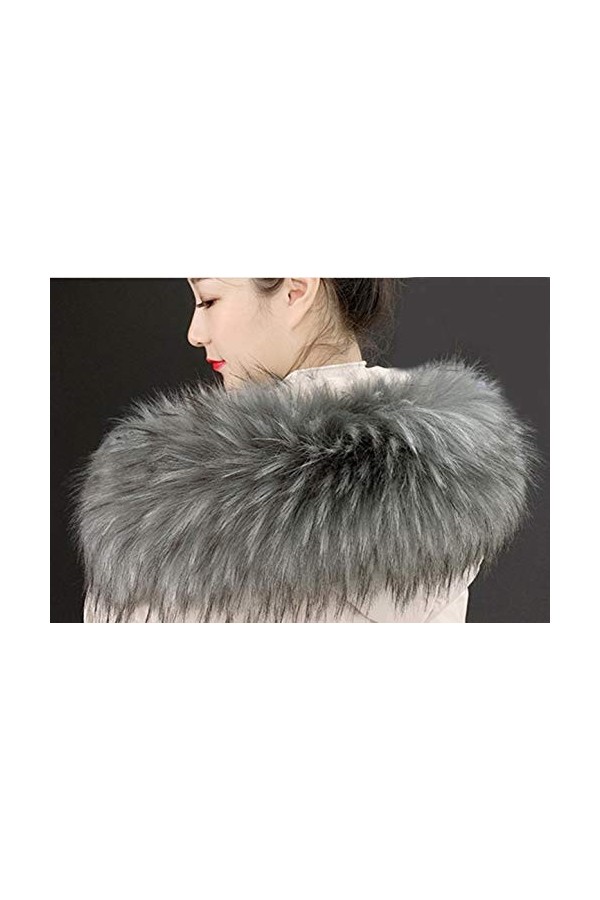 MoreChioce Col Capuche Fausse Fourrure de Renard Femmes Hiver Col Amovible Écharpe Fourrure Synthétique pour Parka Veste,70 C