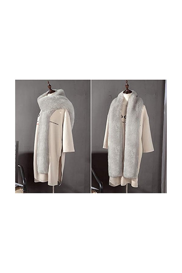 Écharpe Fausse Fourrure de lapin Foulard Femme Hiver Automne Chaud Cache-col Châle Longue Vintage Étole Classic Couleur Pure 