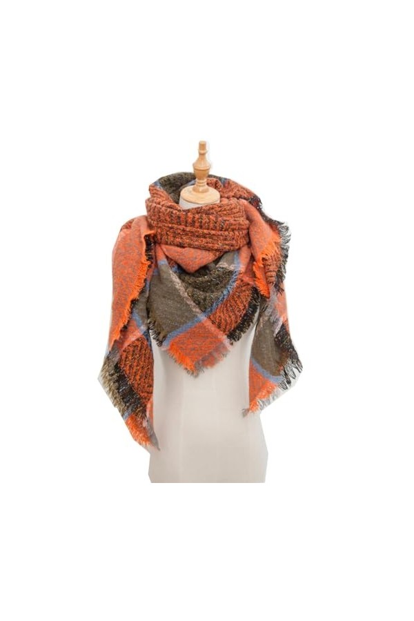 écharpe Triangle Femme Homme Hiver Chaud élégant Foulard Triangle à Carreaux Chic Grande Taille étole Wraps Classique écharpe