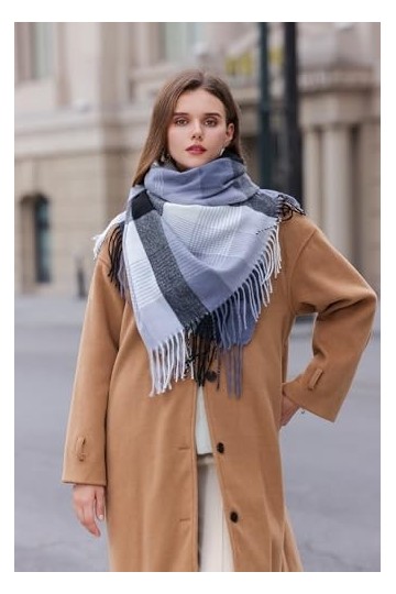 Longwu Femmes Tartan écossais Multicolore Dames écharpe et châle Wrap Cachemire Sensation Hiver Doux Chaud Longues Grandes éc
