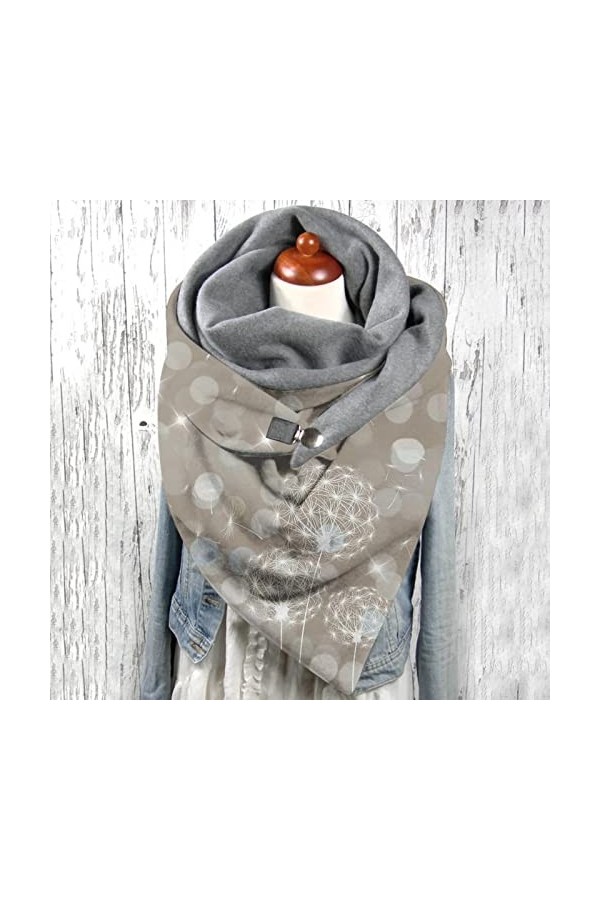vokkrv Écharpe Femme Hiver Avec Bouton Vintage Foulards ÉLéGant Couleur Unie ÉCharpe Chaud Coton/Plaid en Laine Rétro Automne