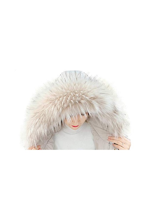 MoreChioce Col Capuche Fausse Fourrure de Renard Femmes Hiver Col Amovible Écharpe Fourrure Synthétique pour Parka Veste,70 C