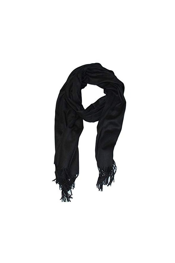 Kebello - Echarpe uni en Laine Noir Taille Taille unique laine