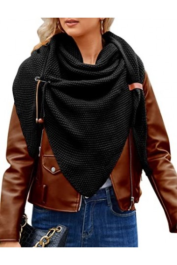 Xnova Triangle Écharpe Femme Hiver Automne, Foulard Tricoté Chaude et Douce Réchauffante avec Épingle, Grosse Écharpes Chale 
