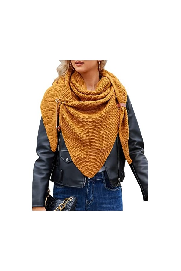 Xnova Triangle Écharpe Femme Hiver Automne, Foulard Tricoté Chaude et Douce Réchauffante avec Épingle, Grosse Écharpes Chale 