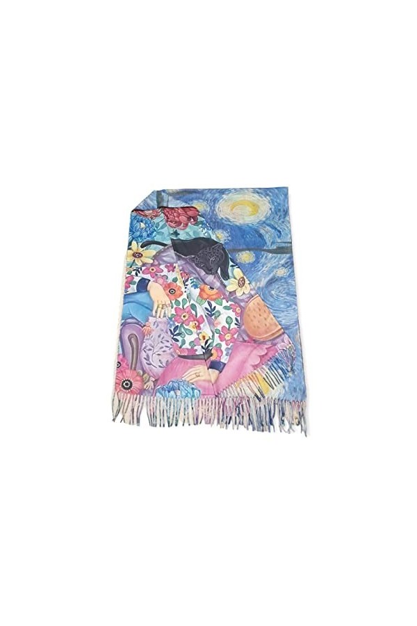 Écharpe viscose double impression Frida cadeau femme art mode écharpe foulard, multicolore, Taille unique