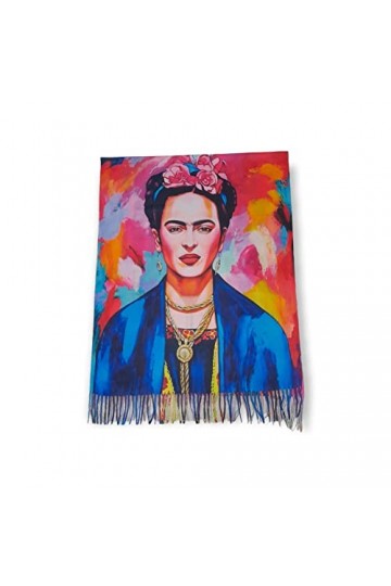 Écharpe viscose double impression Frida cadeau femme art mode écharpe foulard, multicolore, Taille unique