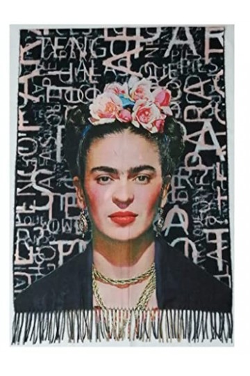 TF Écharpe viscose double impression Frida Kahlo Khalo cadeau femme art mode étole foulard, Multicolore, Taille unique
