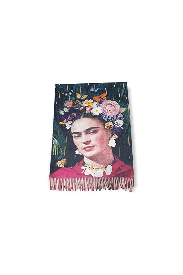 Écharpe viscose double impression Frida cadeau femme art mode écharpe foulard, multicolore, Taille unique