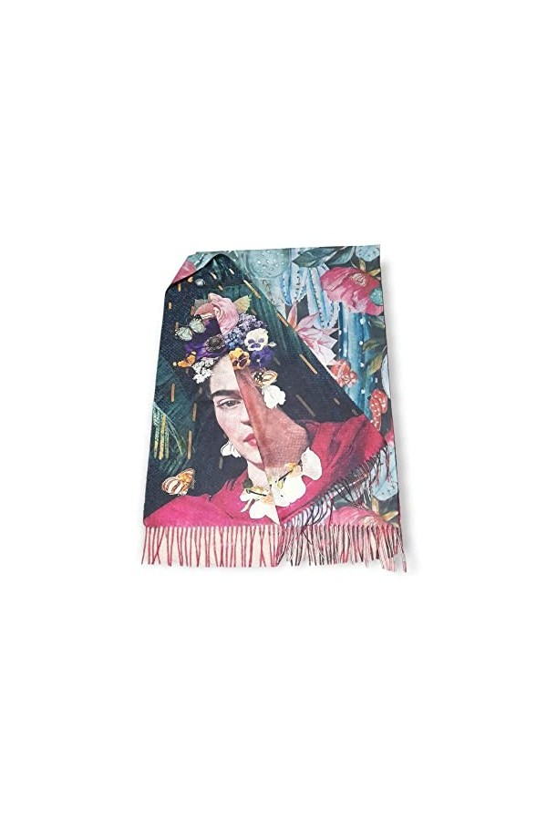 Écharpe viscose double impression Frida cadeau femme art mode écharpe foulard, multicolore, Taille unique