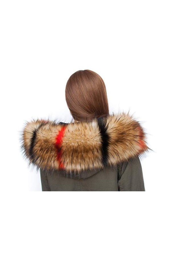 Chic Vibe Col en fourrure synthétique de renard ou raton-laveur , convertible en étole - Multicolore - Medium