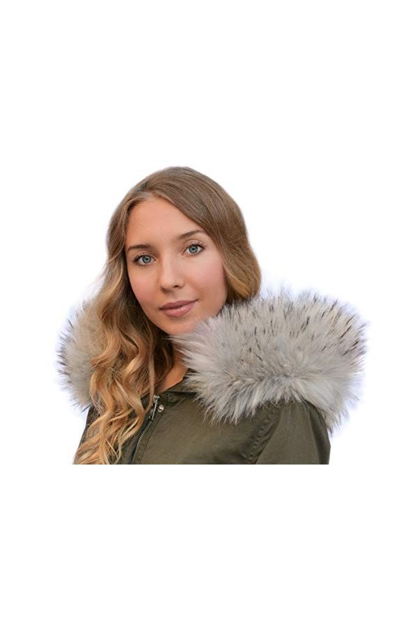 Chic Vibe Col en fourrure synthétique de renard ou raton-laveur , convertible en étole - Multicolore - Medium