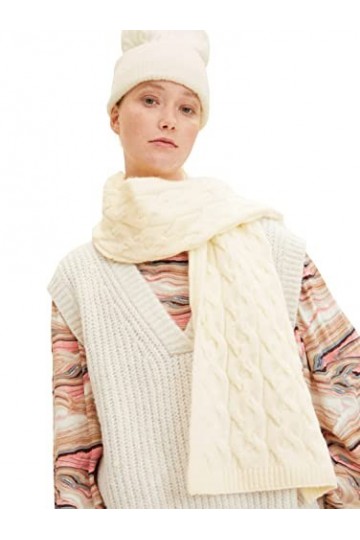 TOM TAILOR Denim 1034345 Écharpe Tricotée Femme ,10338 - Soft Light Beige ,ONESIZE