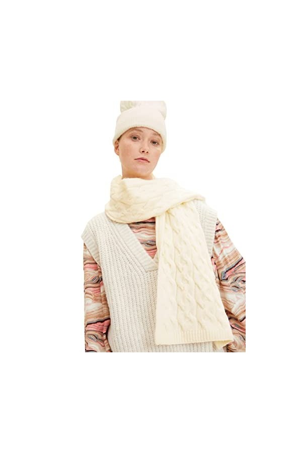 TOM TAILOR Denim 1034345 Écharpe Tricotée Femme ,10338 - Soft Light Beige ,ONESIZE