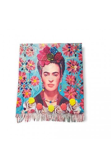 Écharpe viscose double impression Frida cadeau femme art mode écharpe foulard, multicolore, Taille unique
