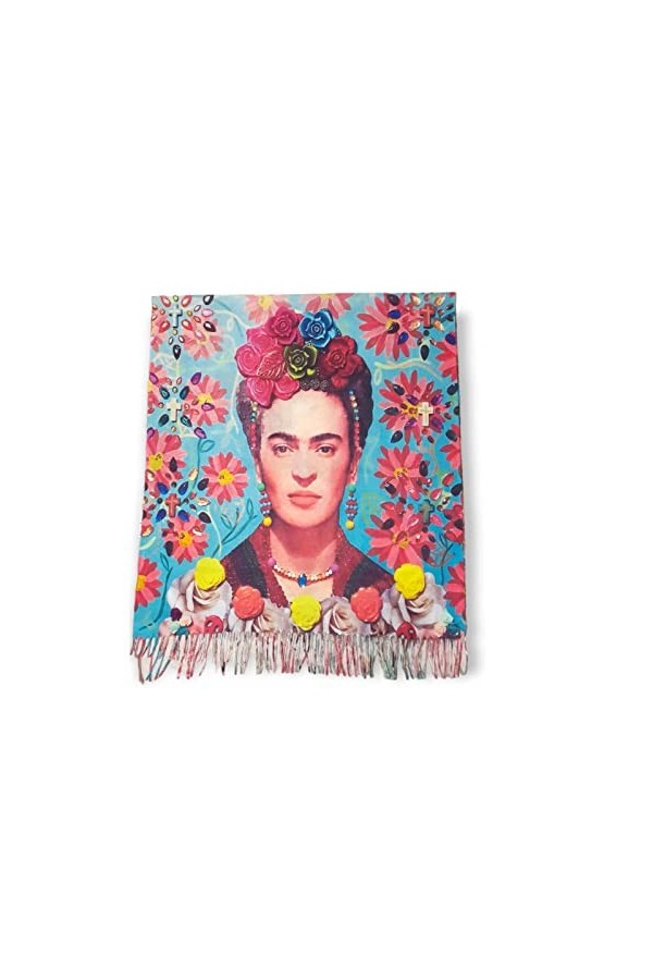 Écharpe viscose double impression Frida cadeau femme art mode écharpe foulard, multicolore, Taille unique