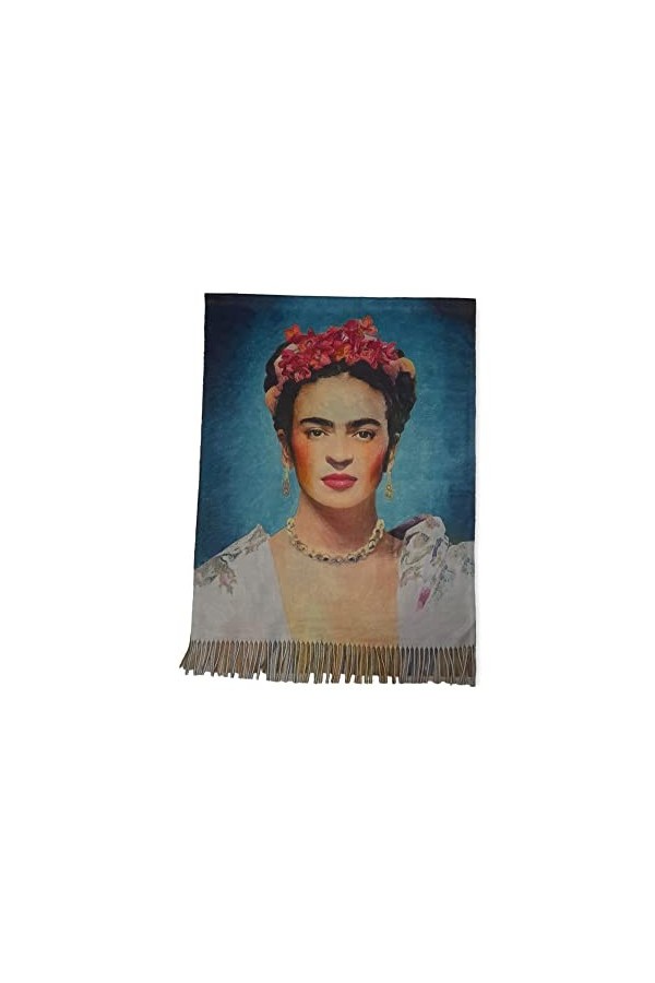 Écharpe viscose double impression Frida cadeau femme art mode écharpe foulard, multicolore, Taille unique