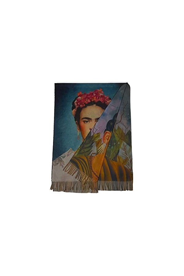 Écharpe viscose double impression Frida cadeau femme art mode écharpe foulard, multicolore, Taille unique