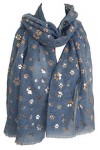 GlamLondon Foulard pour femme avec motif pattes de chien et chat - Bleu - Large