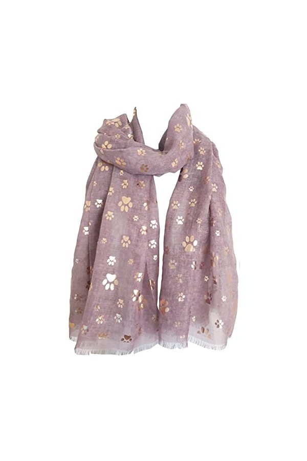 GlamLondon Foulard pour femme avec motif pattes de chien et chat - Bleu - Large