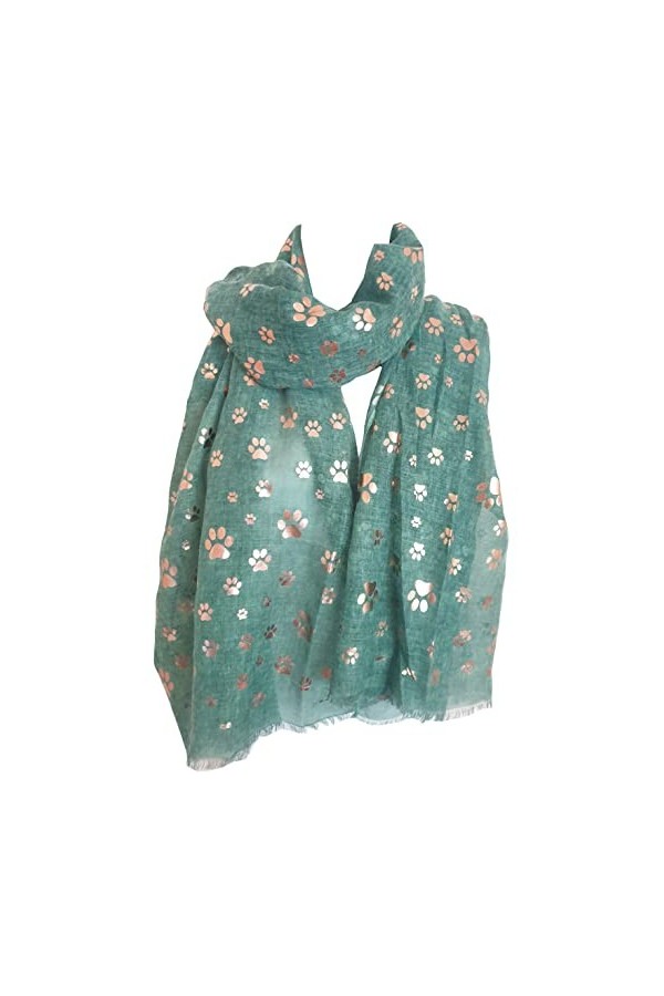 GlamLondon Foulard pour femme avec motif pattes de chien et chat - Bleu - Large