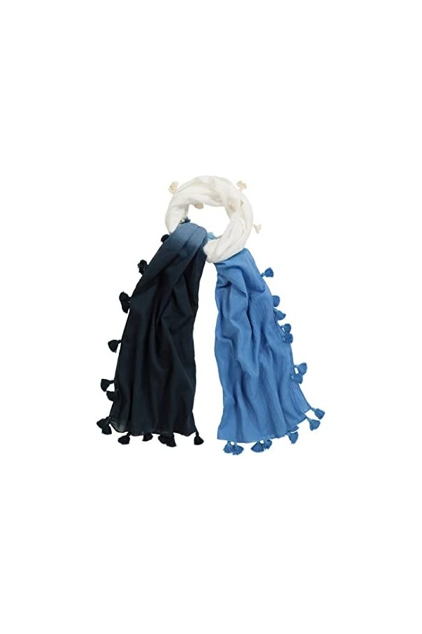 Ulla Popken Écharpe avec dégradé et Pompons, Fuchsia, Taille Unique Femme