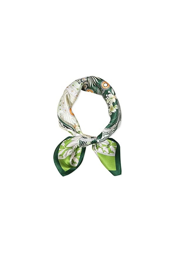 LumiSyne Rétro Foulards En Soie Pour Femme Écharpe Carré Imprimé Artistique Romantique Soie Satinée De Haute Qualité Bandanas