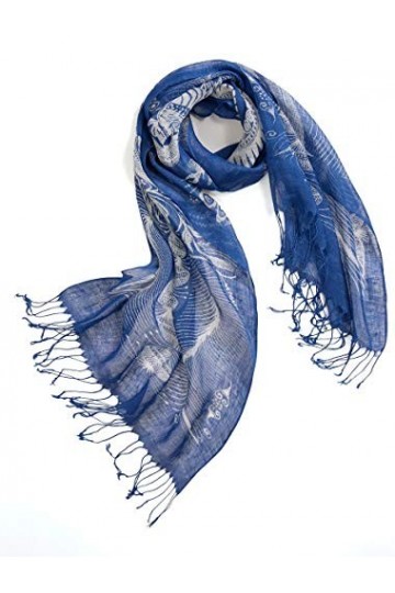 prettystern Tie-Dye Batik imprimé bleu dégradé 100% lin écharpe été longue écharpe femme T67 phoenix