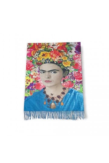 Écharpe viscose double impression Frida cadeau femme art mode écharpe foulard, multicolore, Taille unique