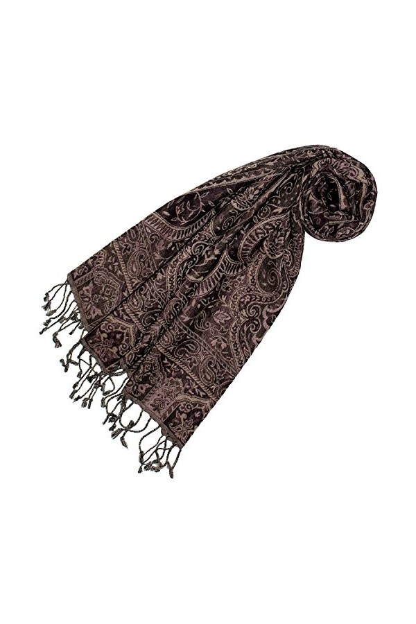 LORENZO CANA Echarpe de 100% laine pour la femme – foulard paisley fleuri - 35 cm x 160 cm - attrayant et souple – en violet 