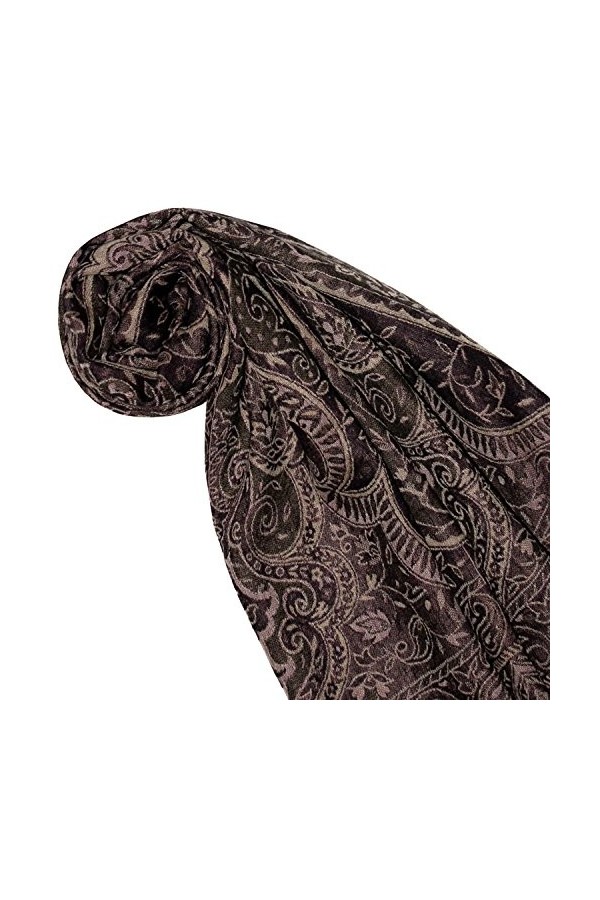 LORENZO CANA Echarpe de 100% laine pour la femme – foulard paisley fleuri - 35 cm x 160 cm - attrayant et souple – en violet 