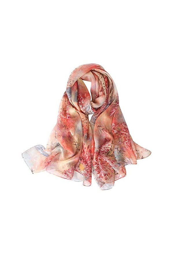 STORY OF SHANGHAI Femme Foulard 100% Soie Imprime Floral Grande Echarpe Châle Ultra-Léger Respirant Elégant 175 * 110CM,Albiz