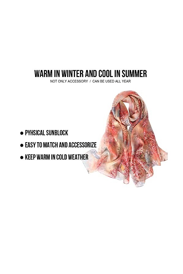 STORY OF SHANGHAI Femme Foulard 100% Soie Imprime Floral Grande Echarpe Châle Ultra-Léger Respirant Elégant 175 * 110CM,Albiz