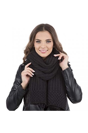 VIVISENCE Femme Écharpe Élégant Et Classique 7016S, Fabriqué En UE, Noir,UNI