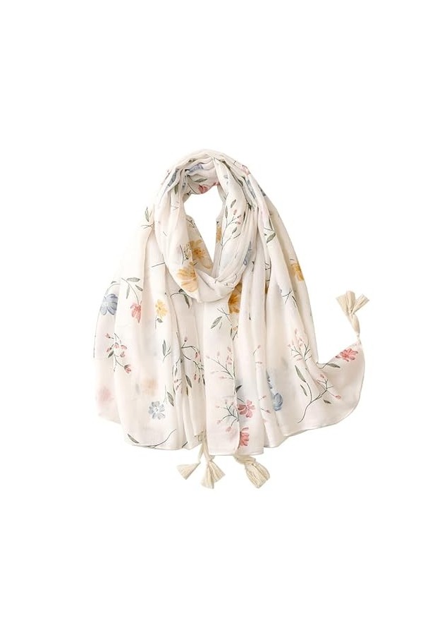 KAVINGKALY – Écharpe bohème légère à franges pour femme, motif imprimé, style 2, M