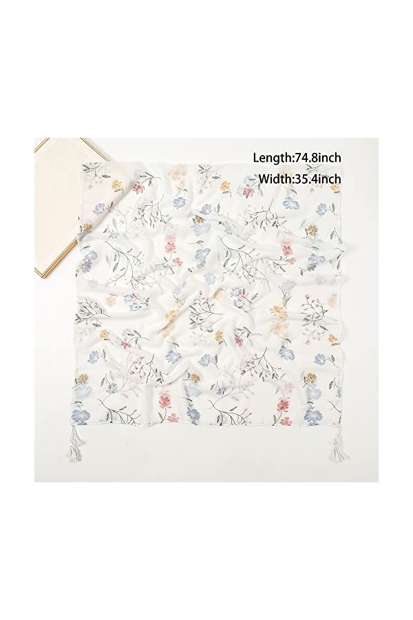 KAVINGKALY – Écharpe bohème légère à franges pour femme, motif imprimé, style 2, M