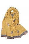 Claudia & Jason® Écharpe dhiver chaude et douce pour femme avec coffret cadeau Motif rouge-gorge, moutarde, 180*70CM