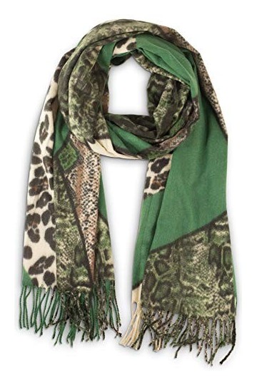 fashionchimp ® Foulard dhiver pour femme avec imprimé animal, écharpe chaude - Vert - Taille Unique