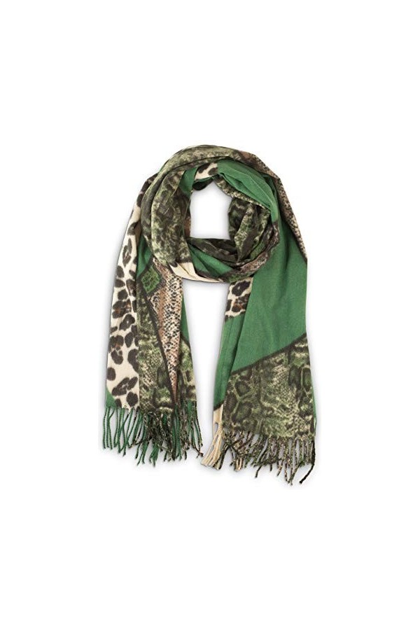 fashionchimp ® Foulard dhiver pour femme avec imprimé animal, écharpe chaude - Vert - Taille Unique