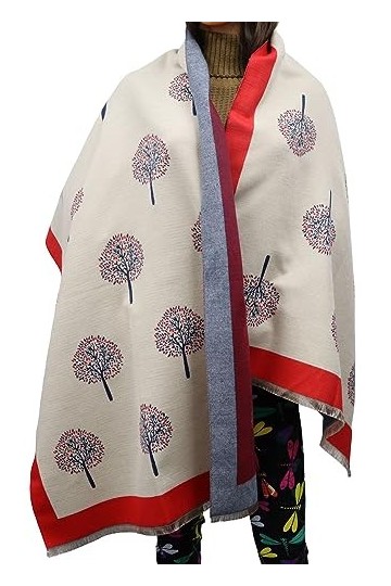 Écharpe dhiver pour femme, motif arbre de vie, châle pashmina réversible doux au toucher, écharpes, couverture, mûrier, gran