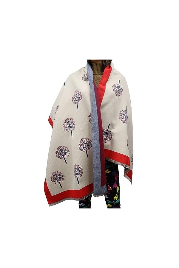 Écharpe dhiver pour femme, motif arbre de vie, châle pashmina réversible doux au toucher, écharpes, couverture, mûrier, gran