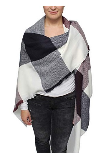 Giorgio Rimaldi Echarpe à carreaux pour femmes et hommes- Echarpe de couverture XXL 150 x 150 cm carrée - Echarpe dhiver ove